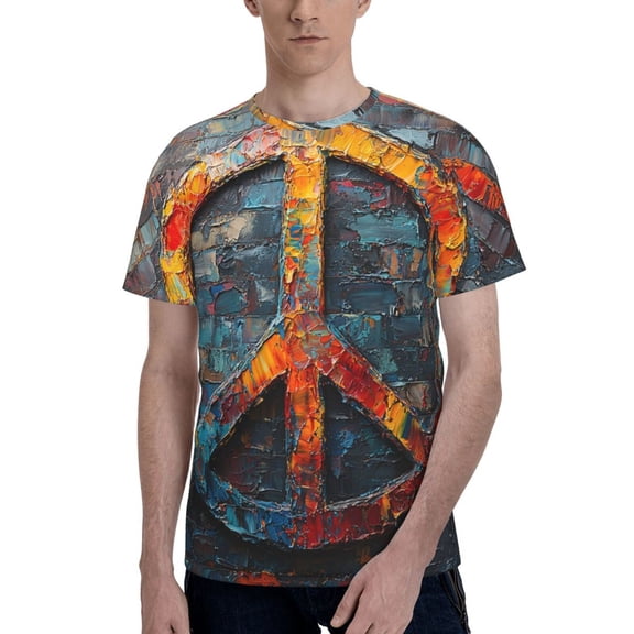 Men's T Shirts Fashion Casual Novelty Tee Graphic Top, Peace Sign