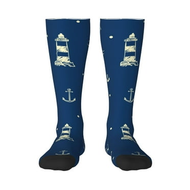 Knee High Socks - Lighthouses and Anchors Softball Soccer Socks basketball Football Socks Casual Long Socks for Women/Men Tube Socks