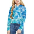 thumbnail image 2 of SXcggal Kids Girls Casual Loose Active Full Sleeves Hoodies Sweatshirts Hooded Short Pullover Tie Dye Teen Crop Tops Comfortable Leisure Casual Girls Boys Sweatshirt, 2 of 3