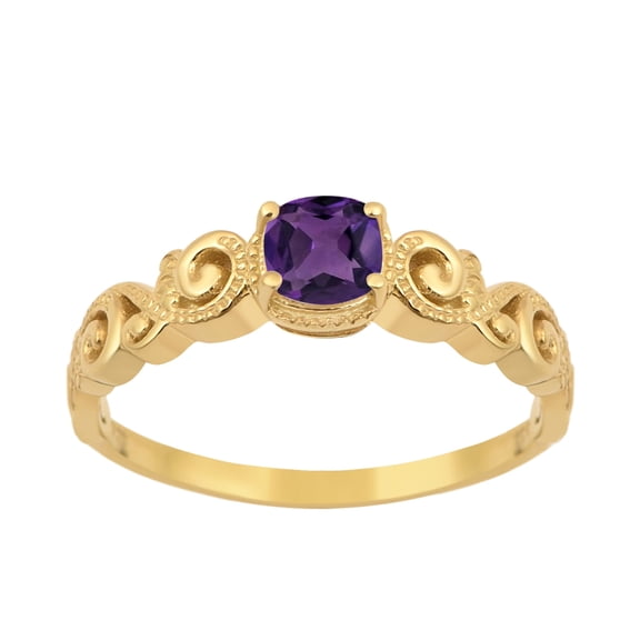 Mooneye 925 Sterling Silver Gold Vermeil Amethyst Cushion 6mm Women's Solstic Engagement Ring