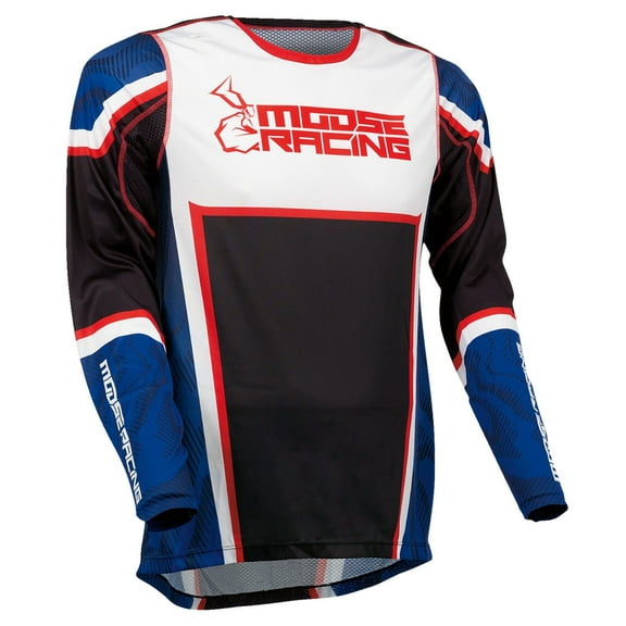 Moose Racing Agroid Mens MX Offroad Jersey Red/White/Blue LG