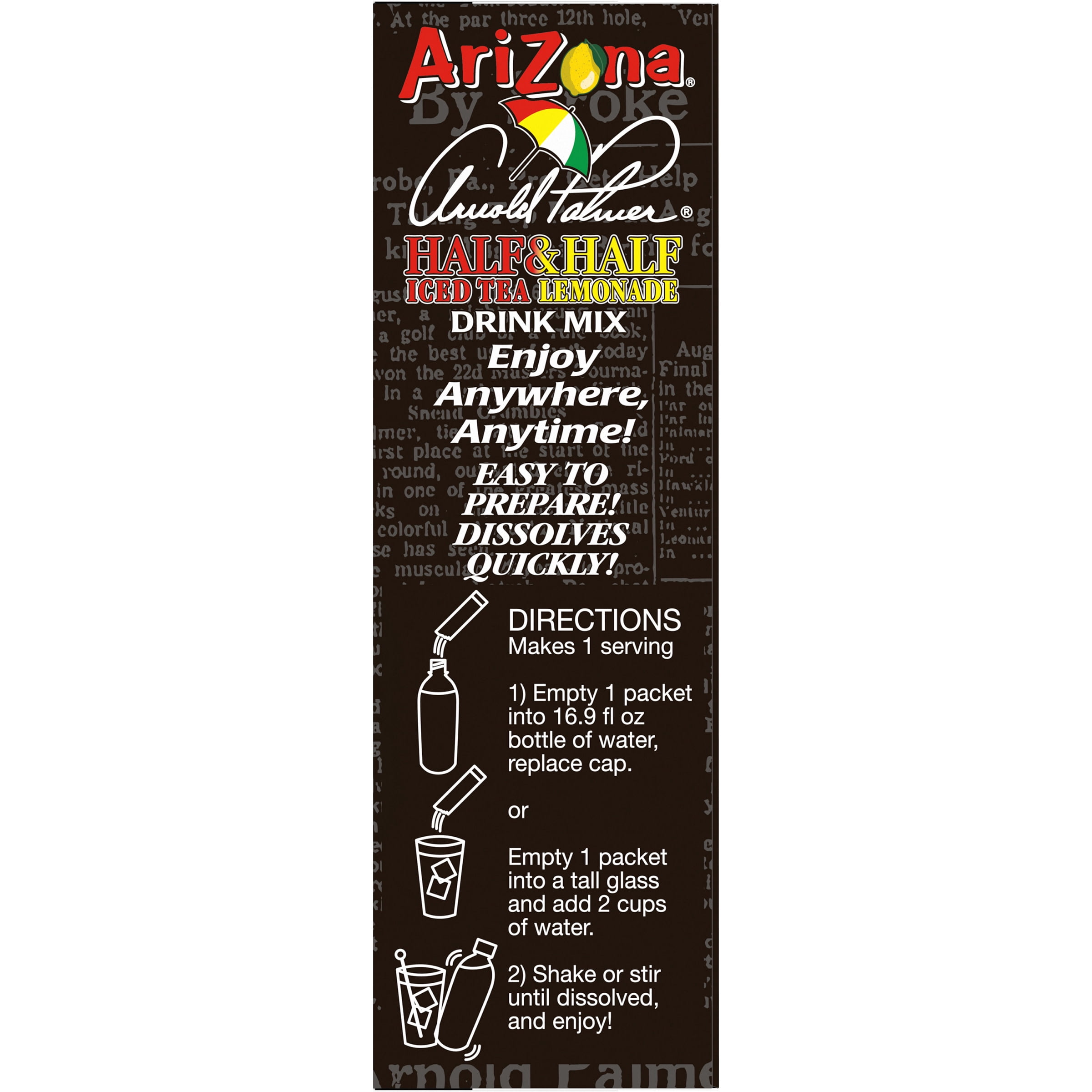 Arizona Arnold Palmer Half & Half Iced Tea Lemonade Drink Mix, 1.16 OZ, 12-Pack