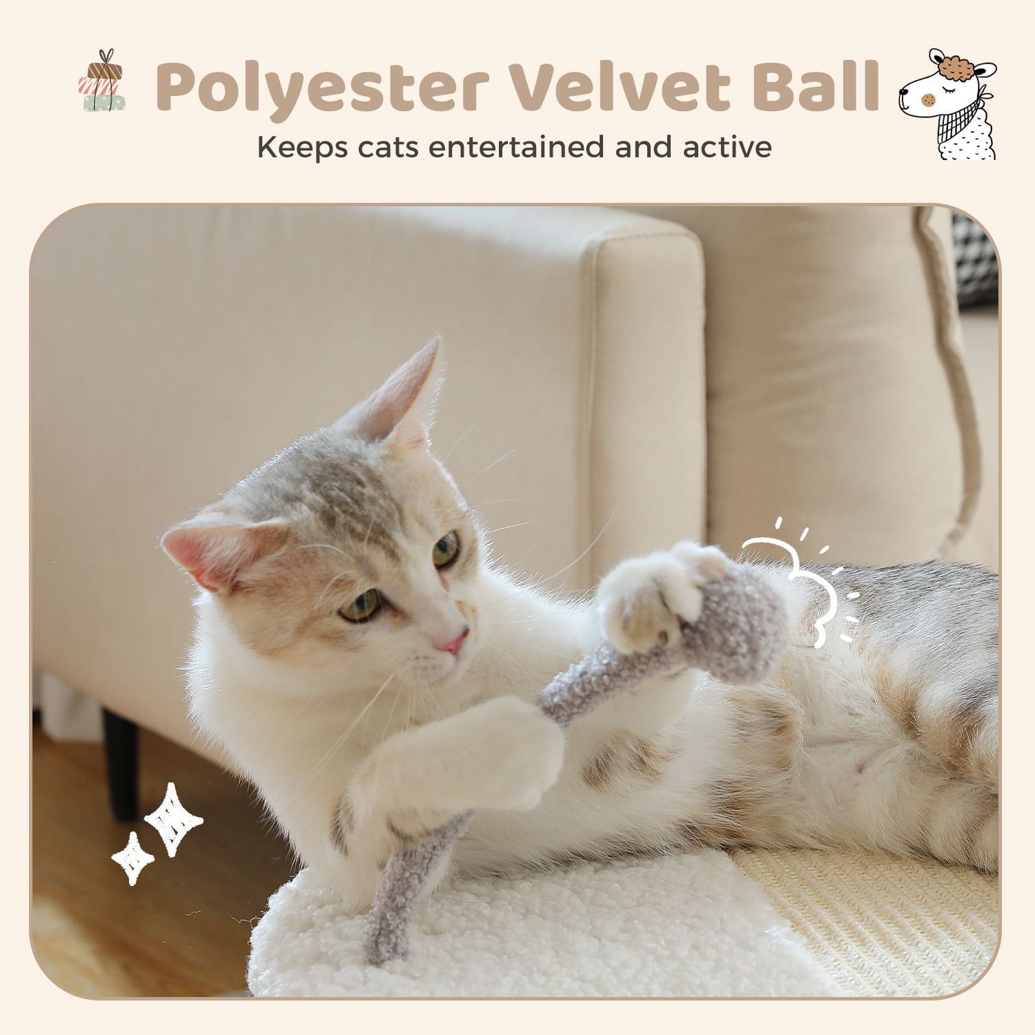 resenkos 2 Tier Cat Tree with Scratching Board and Post for Indoor Cats, Alpaca Shape Cat Tower for Kittens, Gray