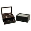 Bey - Berk Black Leather 10 Watch Box with Cufflink & Pen Storage
