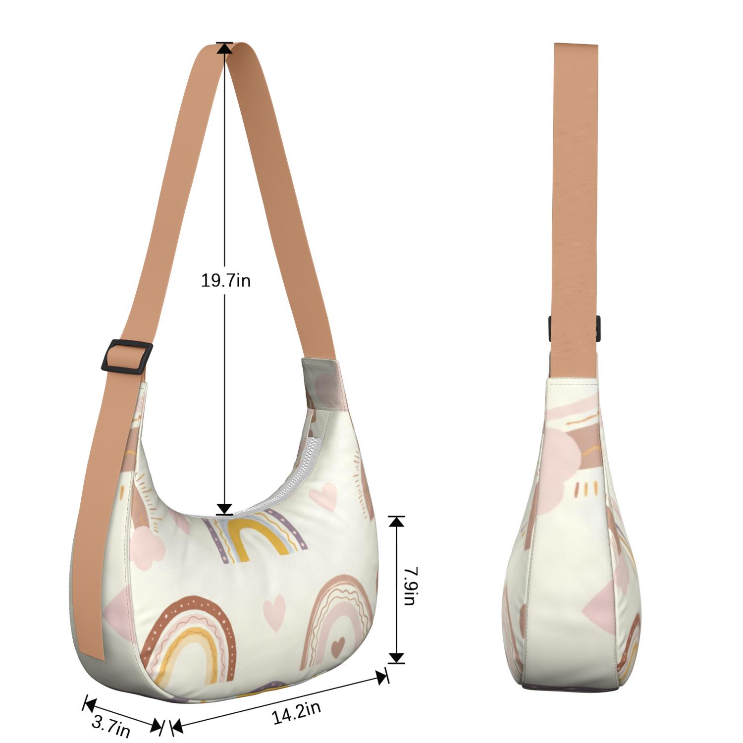 Rainbow Cartoon Sling Bag Nylon Bag for Unisex Women Men Casual