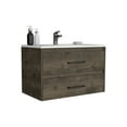 thumbnail image 3 of Dark Brown/white 20.4h" Bathroom Floating Vanity With 2 Drawer Organizers. Modern, Particle Board. Hassle- Assembly Pre-drilled Holes Organizers In Brown/white. Modern Look, Easy To Assemble, 3 of 4