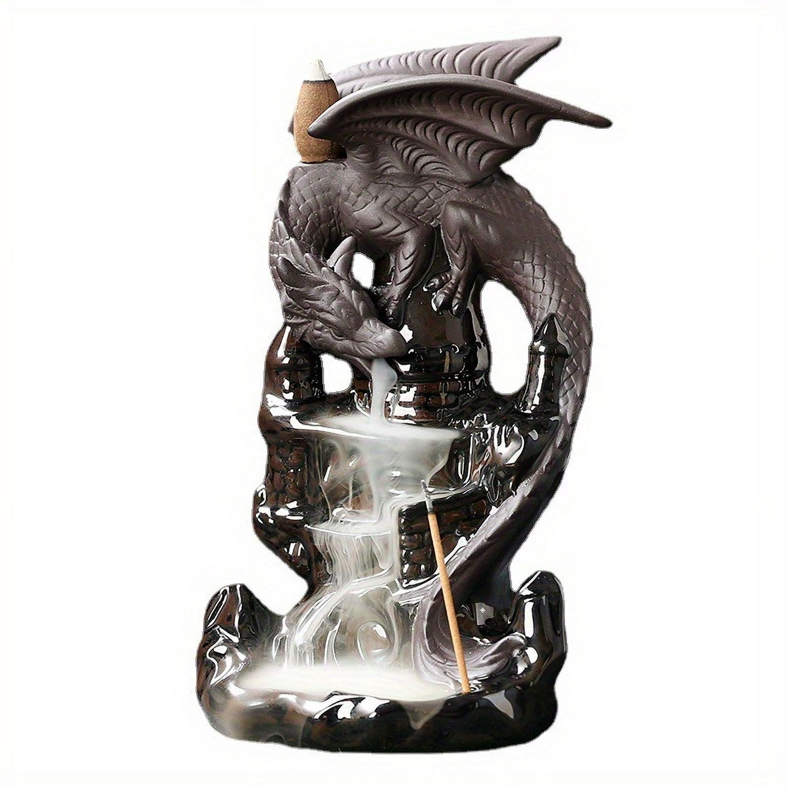 1pc Dragon Ceramic Waterfall Incense Holder - Add A Magical Touch To Your Home Decor! Zen Meditation Decor (Without Incense)