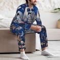 thumbnail image 7 of Naloa Blue Heron Floral Garden Men’s Pajamas Set - Long Sleeve Button Down Sleep Shirt and Pajama Bottoms Sleepwear Set-Large, 7 of 7