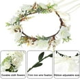thumbnail image 2 of AWAYTR Leaf Flower Crown Garland Headpiece - White Handmade Wreath Adjusatble Flower Headbands for Bridal Wedding Festival Party, 2 of 7