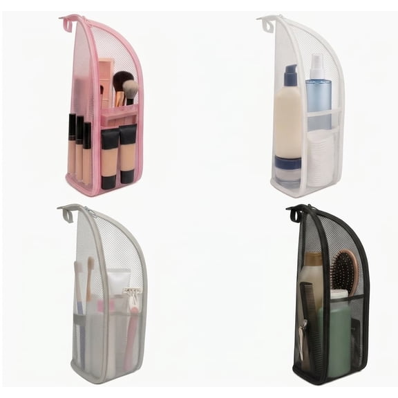 Standing Waterproof Toiletry Bag for Travel, Dual Layer EVA Mesh Portable Organizer, Standing Large Capacity Case, Clear Grooming Wash Bag for Gym, Vacation, Business Trip,1 PC