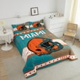 thumbnail image 4 of Erosebridal Football Helmet Print Bedding King Comforter Set, Sports Theme Down Comforter , Miami, Blue Orange, 3pcs, Ultra Soft, 4 of 7