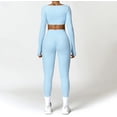 thumbnail image 4 of ABOCIW Conjuntos de entrenamiento para mujer, 2 piezas, parte delantera torcida, manga larga, tops cortos de cintura alta, leggings acampanados, conjuntos de gimnasio, 4 of 4