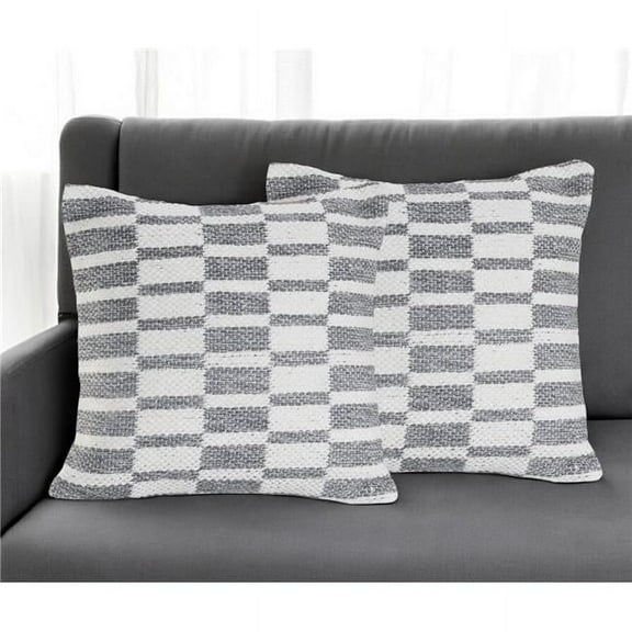 HomeRoots 554597 18 in. Gray Geometric Cotton Throw Pillows - Set of 2