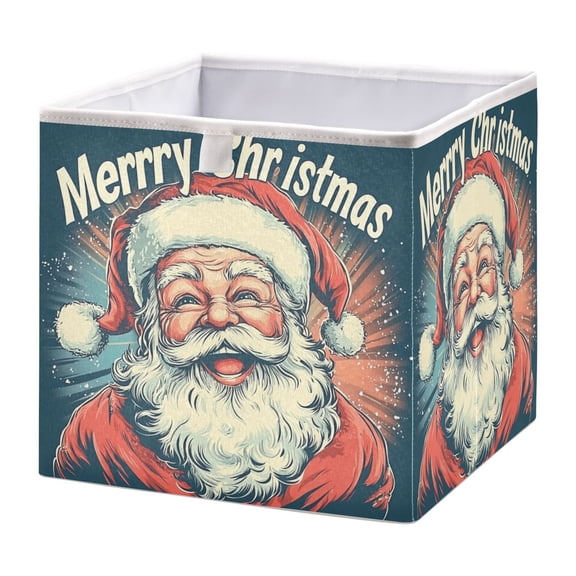 Foldable Fabric Storage Bin Home Cubes Clothing Organizer Bins Large Collapsible Box Basket for Home Organizer Stylish Cartoon Santa Claus