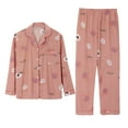 thumbnail image 6 of TEVEQ Pajama Sets for Women 2 Piece Womens Pajama Sets 2 Piece Lounge Set Women Women Casual Lapel Peach Plaid Print Two Long Sleeve Pajamas Pajamas Suit Pink Xl, 6 of 8