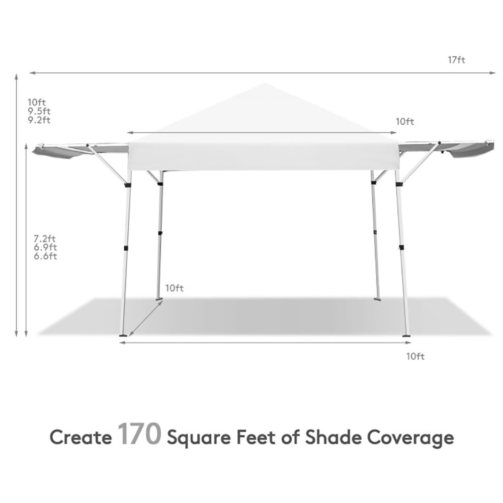 Aimee Lii 17 Feet x 10 Feet Foldable Pop Up Canopy with Adjustable Instant Sun Shelter, Backyard Canopy Gazebo, White