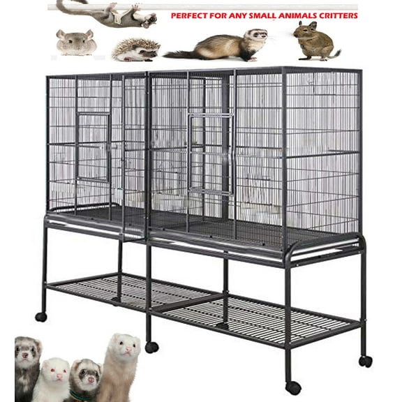 LARGE Double 3-Tiers Center Divider Small Animals Critters Habitat Cage With Tight 1/2-inch Wire Spacing for Guinea Pig Ferret Chinchilla Sugar Glider Rats Mice Hamster Hedgehog Gerbil