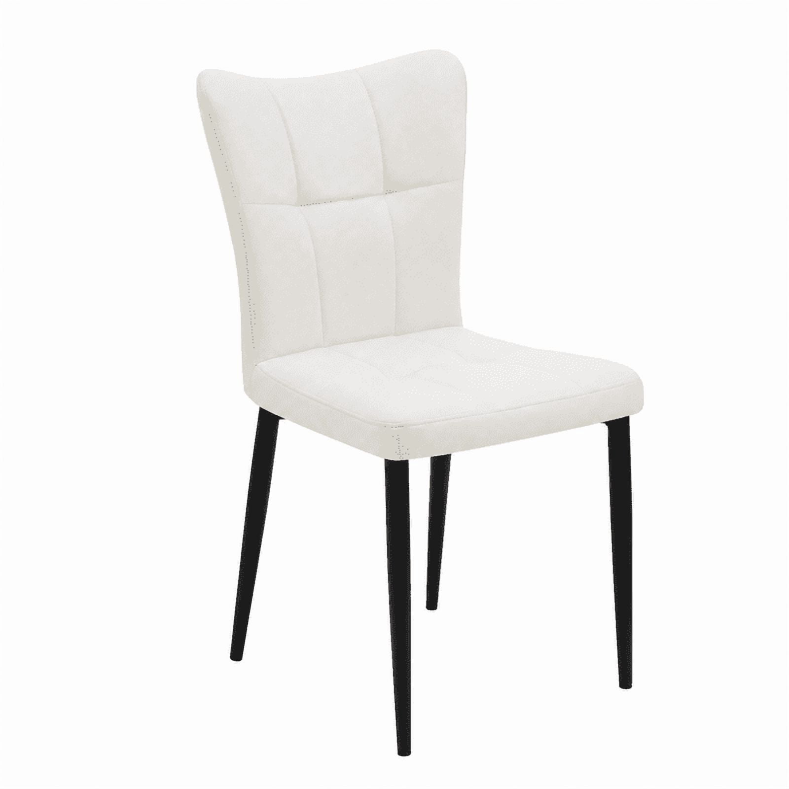 Euroco Upholstered Dining Chairs Set of 2, Modern Kitchen Chairs with High Backrest & Metal Legs for Kitchen Dining Room,White