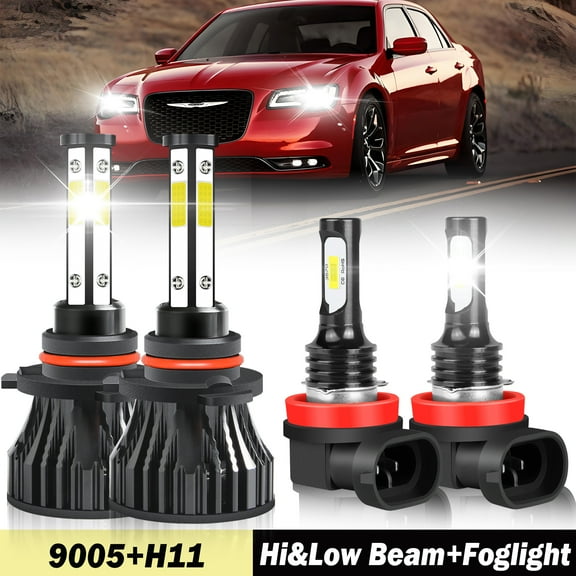HB3 9005 High&Low Beam for Chrysler 200 2016-2017 LED Headlights H11 Fog Lights 4pcs