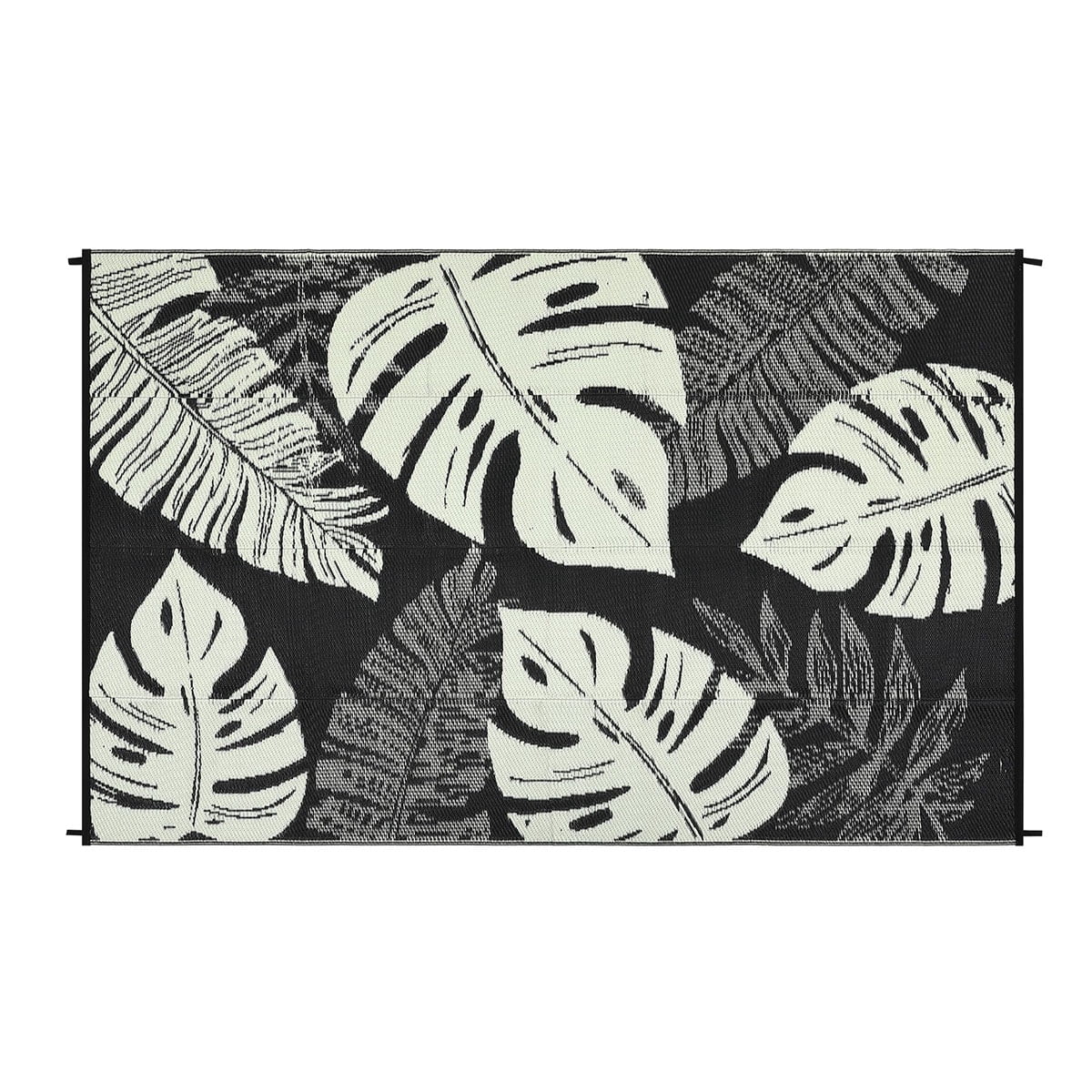 Ataucjin Large Outdoor Rug,8*12ft Waterproof Plastic Straw Rug, Modern Tropics Palm Leaves Camping Rug for Patio, Reversible Mat for Outside Patio RV Porch Deck Balcony