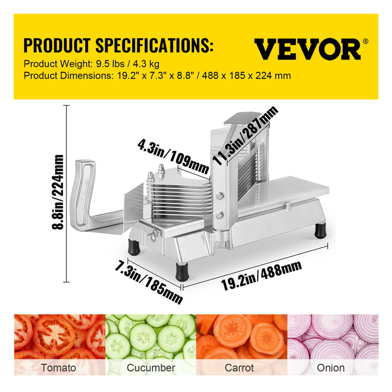 VEVOR 3/16 in. Heavy Duty Tomato Slicer Commercial Vegetable Slicer Tomato  Cutter with Built-in Cutting Board for Home Use XHSQPJ00000000001V0 - The  Home Depot