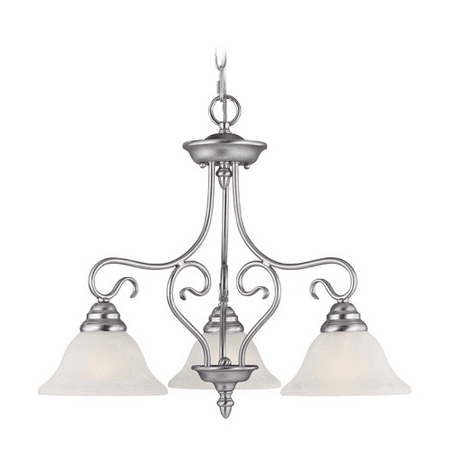 

Chandeliers 3 Light With White Alabaster Glass Brushed Nickel size 24 in 300 Watts - World of Crystal