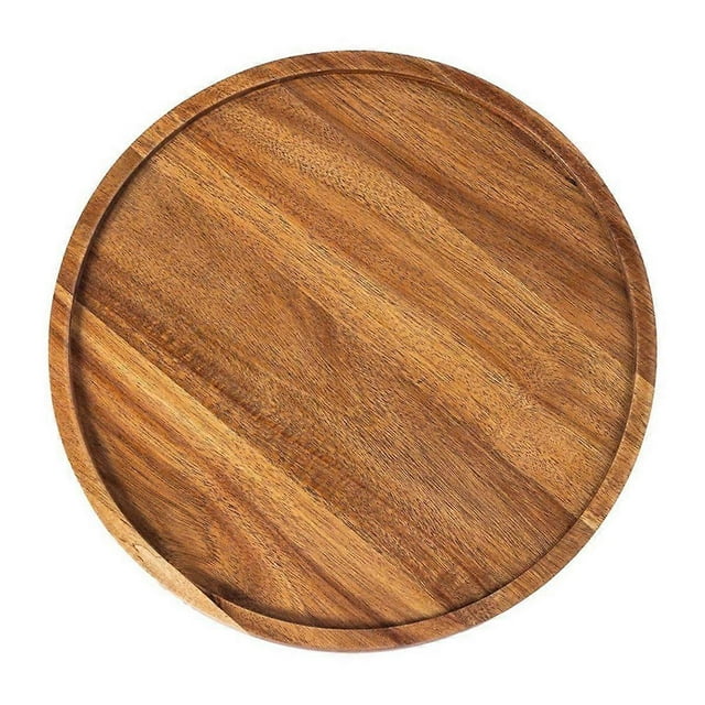 Round Wood Tray,Wooden Serving Tray,Serving Platter,Appetizer Charcuterie Board,Tray Organizer for Kitchen/Countertop