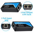 thumbnail image 3 of Revotech Extensor POE de 2 puertos Repetidor POE+ 100 metros (328 pies) Extensor 1 entrada 2 salida Cumple con el estándar IEEE 802.3af/at 10 100 Mbps para cámara POE de seguridad a través de cables C, 3 of 5