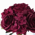 thumbnail image 3 of Enova Home Artificial Mixed Rose and Hydrangea Silk Flowers Arrangement in Clear Glass Vase with Faux Water (Burgundy), 3 of 3