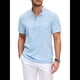thumbnail image 3 of Camiseta Informal Henley de Corta con Cuello Mao para Hombre, Camiseta Texturizada de Playa para Verano. Azul XXL, 3 of 10