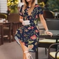 thumbnail image 3 of Honeii Flower Print Women’s Short Sleeve Dress, Comfortable Casual Dress, Soft Polyester Spandex Blend, Stylish Everyday Wear for Summer, Perfect for Travel and Vacation, 3 of 6
