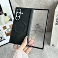thumbnail image 2 of Allytechgroup Case for Samsung Galaxy Z Fold 5 with Screen Protector & Hinge Protection, Compatible with MagSafe Slim PU Leather Lightweight Shockproof Protective Wireless Charging Phone Shell, Black, 2 of 12