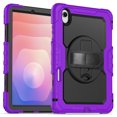 thumbnail image 2 of Case for Samsung Galaxy Tab S11 Ultra 2025 14.6 Inch with Screen Protector, 360 Degree Rotating Kickstand Hand Strap Heavy Duty Shockproof Cover with Shoulder Strap, Purple, 2 of 7