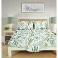 thumbnail image 3 of Chezmoi Collection 4-Piece Southwestern Serene Desert Sheet Set King Size, Green Blue Cactus Succulent Plant Printed Brushed Microfiber Lightweight Breathable Deep Pocket Bed Sheets, 3 of 9