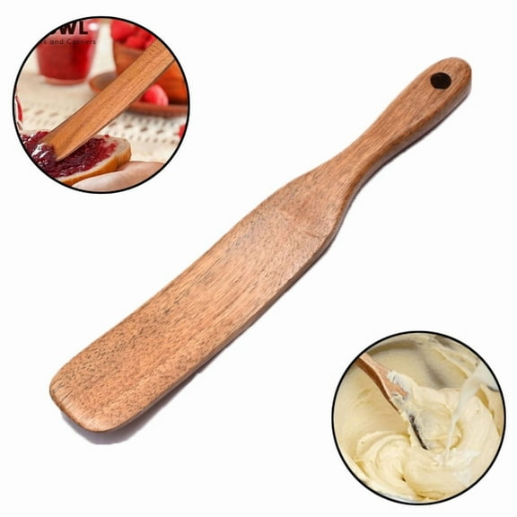 Wooden Spurtle For Sourdough Starter Butter Bread Spatula Wooden Spoon For Salad Mixing Cooking Tool Cookware Kitchen Utensils