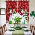 thumbnail image 4 of Swag Curtains Valances for Windows, Red Snowman Short Kitchen Window Curtains Over Sink, Christmas Balls Tree Gift Snowflake Cafe Curtains Panel Set Of 2,Rod Pocket, 45 Inches Length, 4 of 9