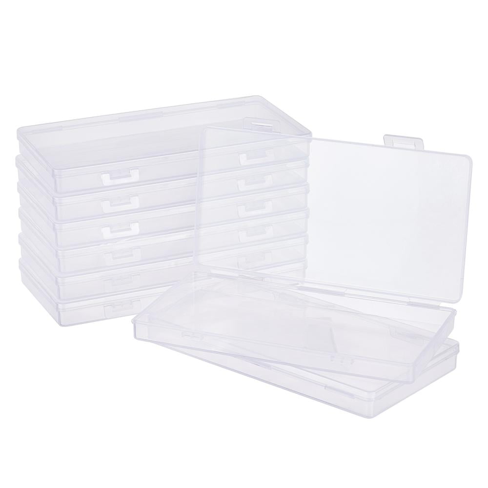 8pc Transparent Plastic Bead Containers with Hinged Lids for Beads and