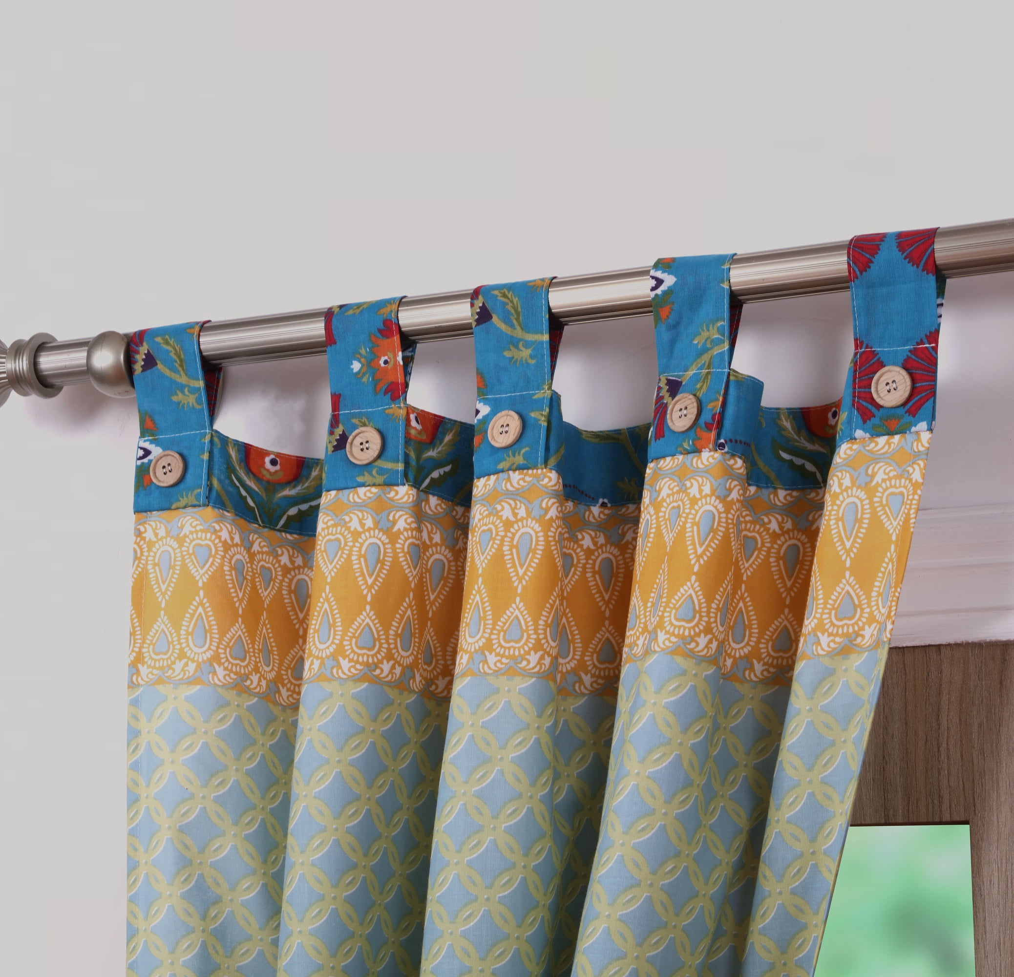 Global Trends Tori Curtain Tab Top Window Panels, Set of Two, 84" Long x 42" Wide, Tango
