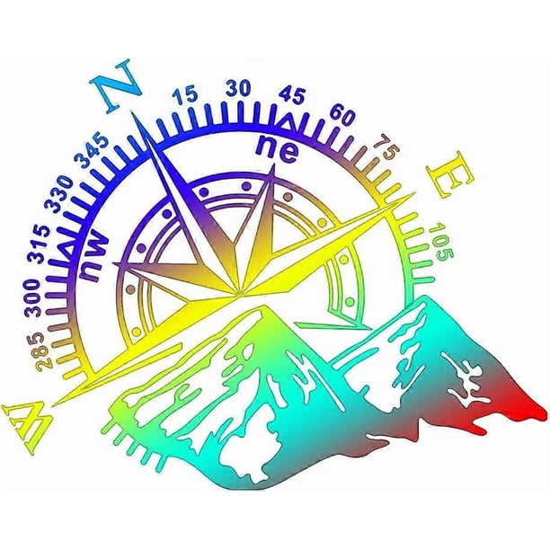 Mountain Compass Sticker, Waterproof Vinyl Car Body Window Hood Sticker Car Stickers for Car Vehicle Reflective Decals Decor, 40x32cm