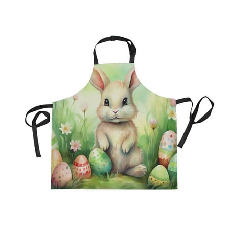 

JSTEL Easter Rabbit Eggs Apron with 2 Pockets for Women Men Adjustable Garden Bib