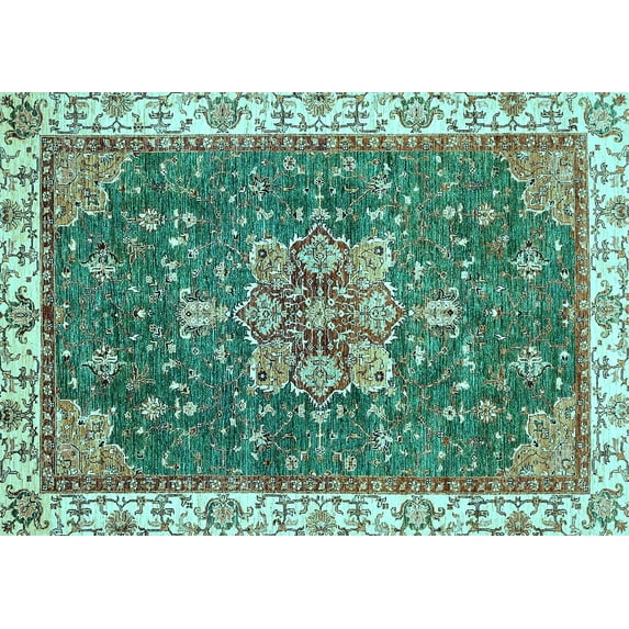 Ahgly Company Indoor Rectangle Abstract Light Blue Modern Area Rugs, 2' x 3'