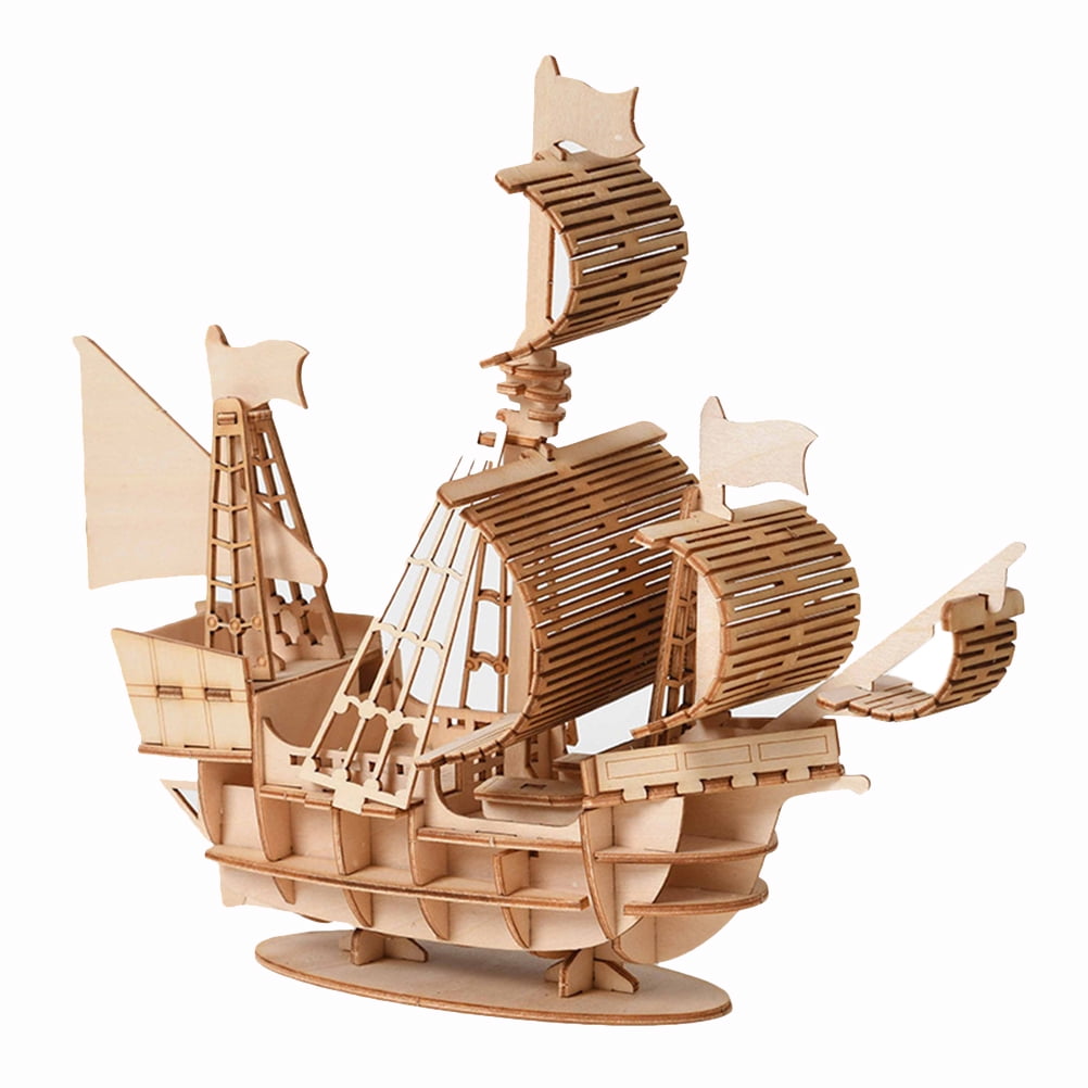 Children Kids Wooden 3D Puzzle Assembly Toys Desk Decor Sailing Ship Biplane 56 