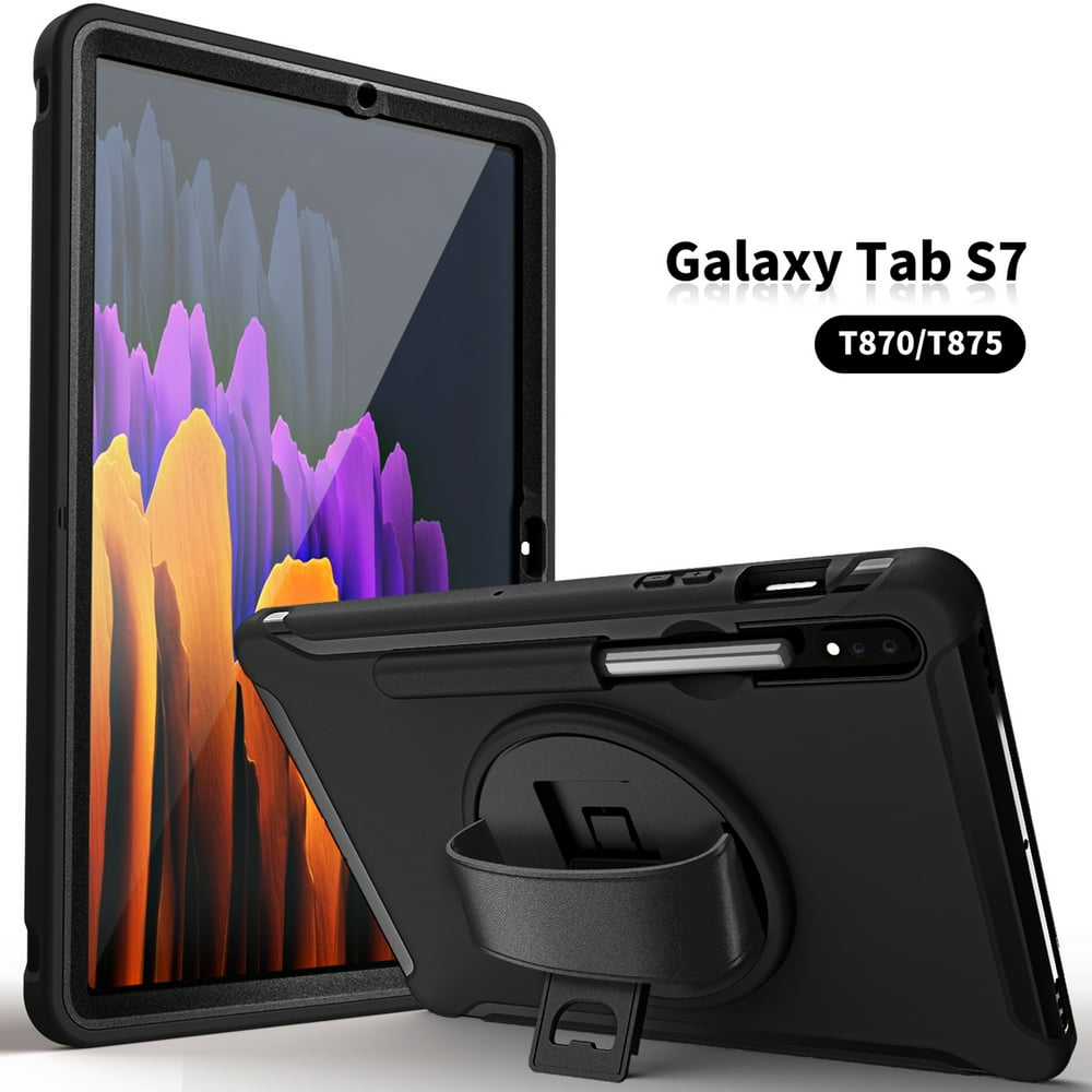 Dteck Galaxy Tab S7 Tablet 2020 Case, Heavy Duty 360 Rotating Kickstand Rugged Hybrid Shockproof