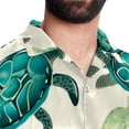 thumbnail image 5 of Turtle Seamless Men's Short Sleeve Casual Printed Button Down Beach Shirt - Summer Hawaiian Top, 5 of 6