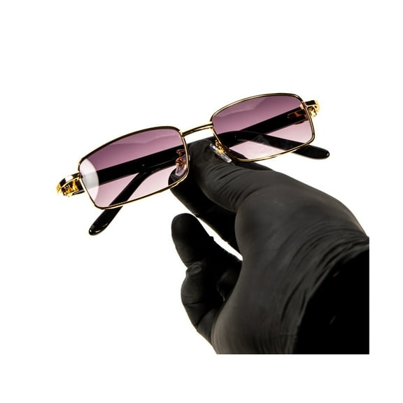 Luxury Hip Hop Gold Frame Full Rim Purple Gradient Tint Men's Designer Retro 90's Rectangular Lens Square Buffs Sun Glasses Summer Beach Shades Sunglasses For Men Women