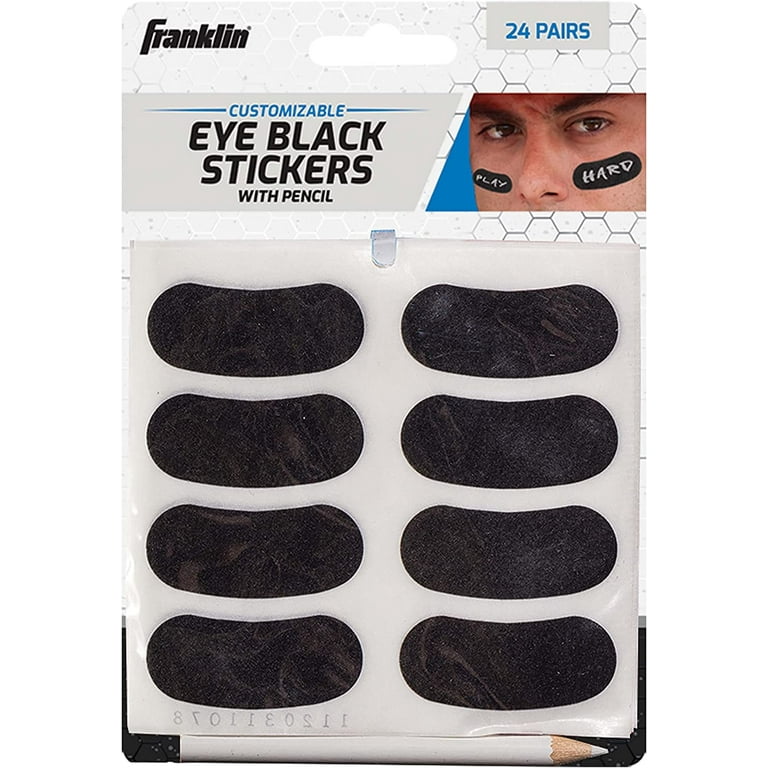 EyeBlack Under Eye Black Sticker with Favorite Sports Player Numbers |  Baseball, Softball, Football, Soccer | Black #4 – 24 Strips / 12 Pairs