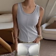 thumbnail image 4 of Xdegoge Tank Top with Built in Bra for Women Padded Seamless No Underwire Stretch Longline Bras Basic Slim Fit Ribbed Wireless Gym Running Brassiere, 4 of 6