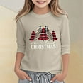 thumbnail image 2 of FUZHIQ Christmas Shirts for Girl 3/4 Sleeve Christmas Tree Snowflakes Print Crew Neck Xmas Long Sleeve Tops Funny Kids Holiday Long Sleeve Fall Clothes,Khaki,11-12 Years, 2 of 5