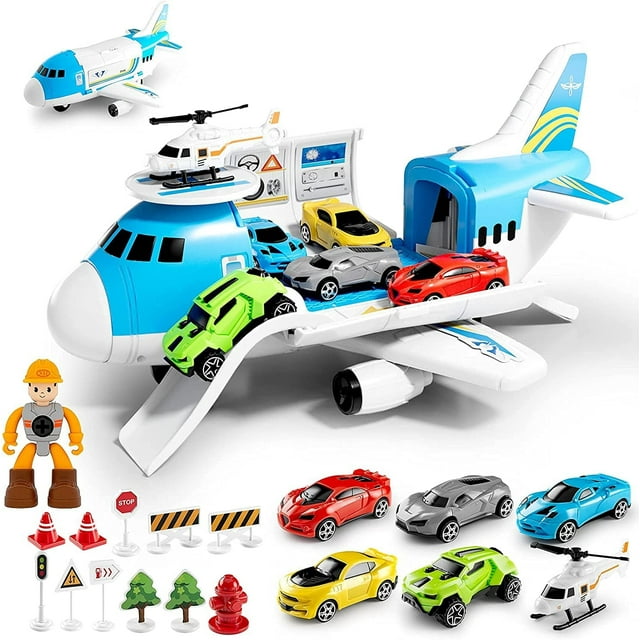 Avion de Carga LOVE LIFE Juego de Juguetes con 5 Mini Coches