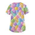 thumbnail image 5 of LTTVQM Women's Easter Scrub Tops 2026 Rabbits Eggs Print Funny Short Sleeve Scrub Tops Soft V-Neck Fashion Clothes with Pockets Purple Pink 3XL, 5 of 5